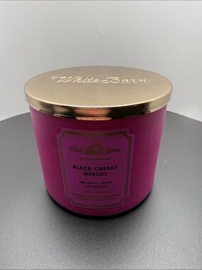 White Barn Black Cherry Merlot Candle - Hot Pink & Gold Lid